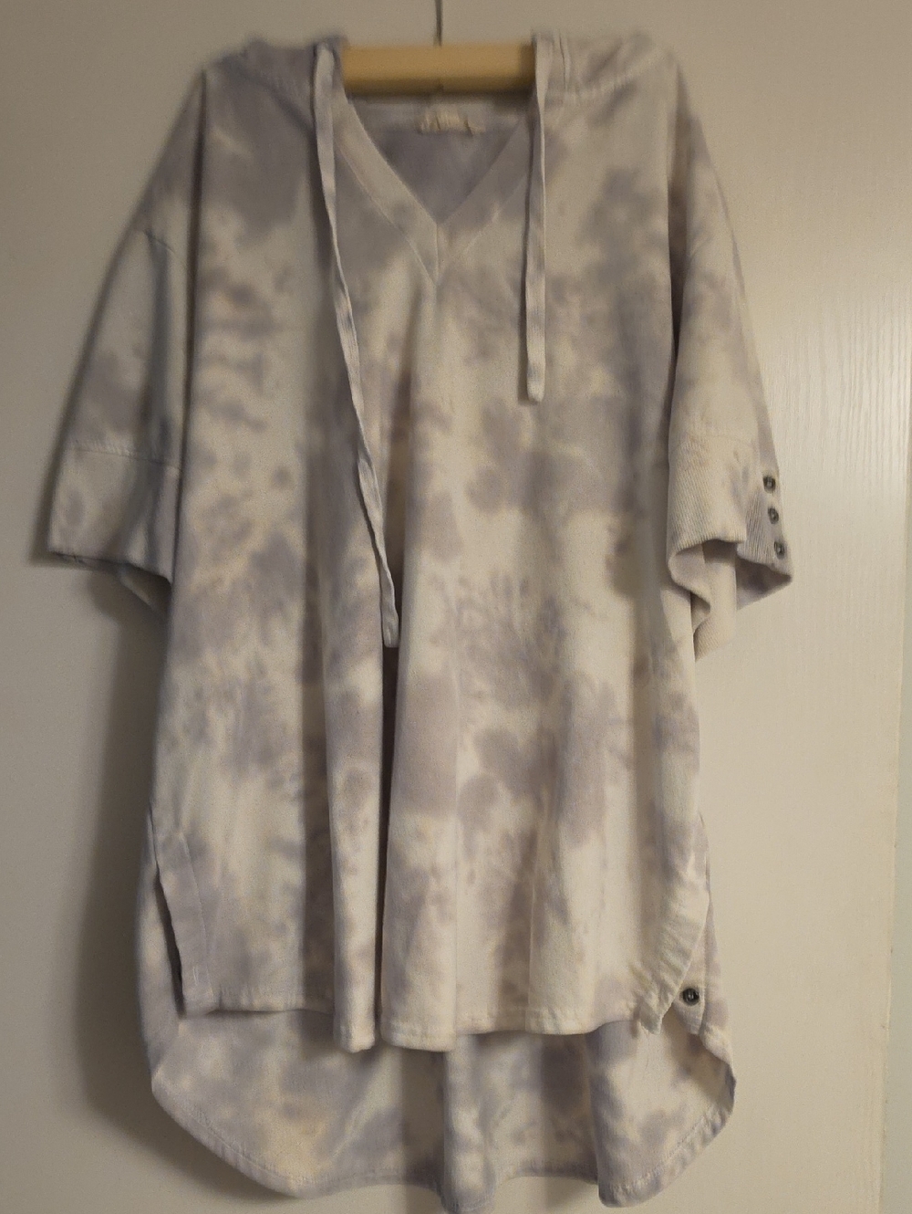 Hooded Pull-over gray and white Tie-Dye